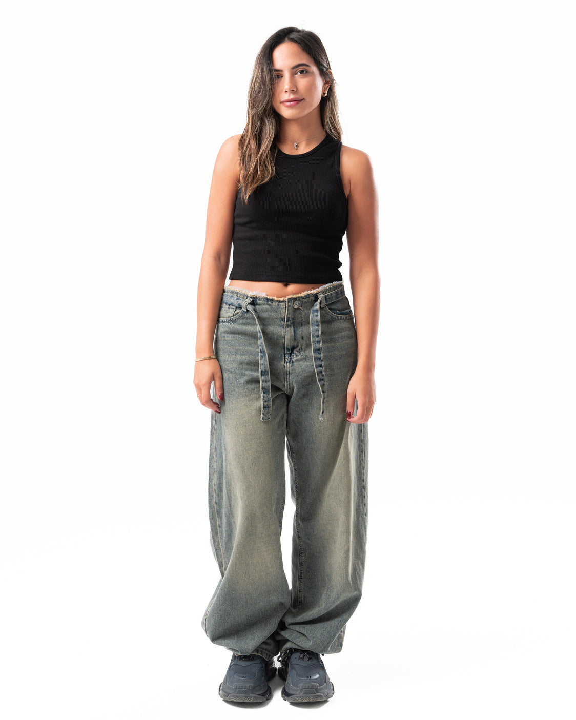 No Waist Jeans in Dirty Wash