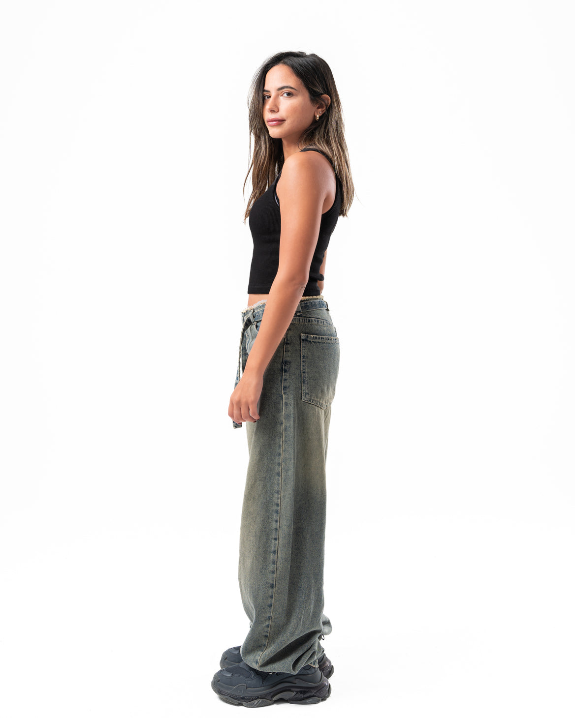 No Waist Jeans in Dirty Wash
