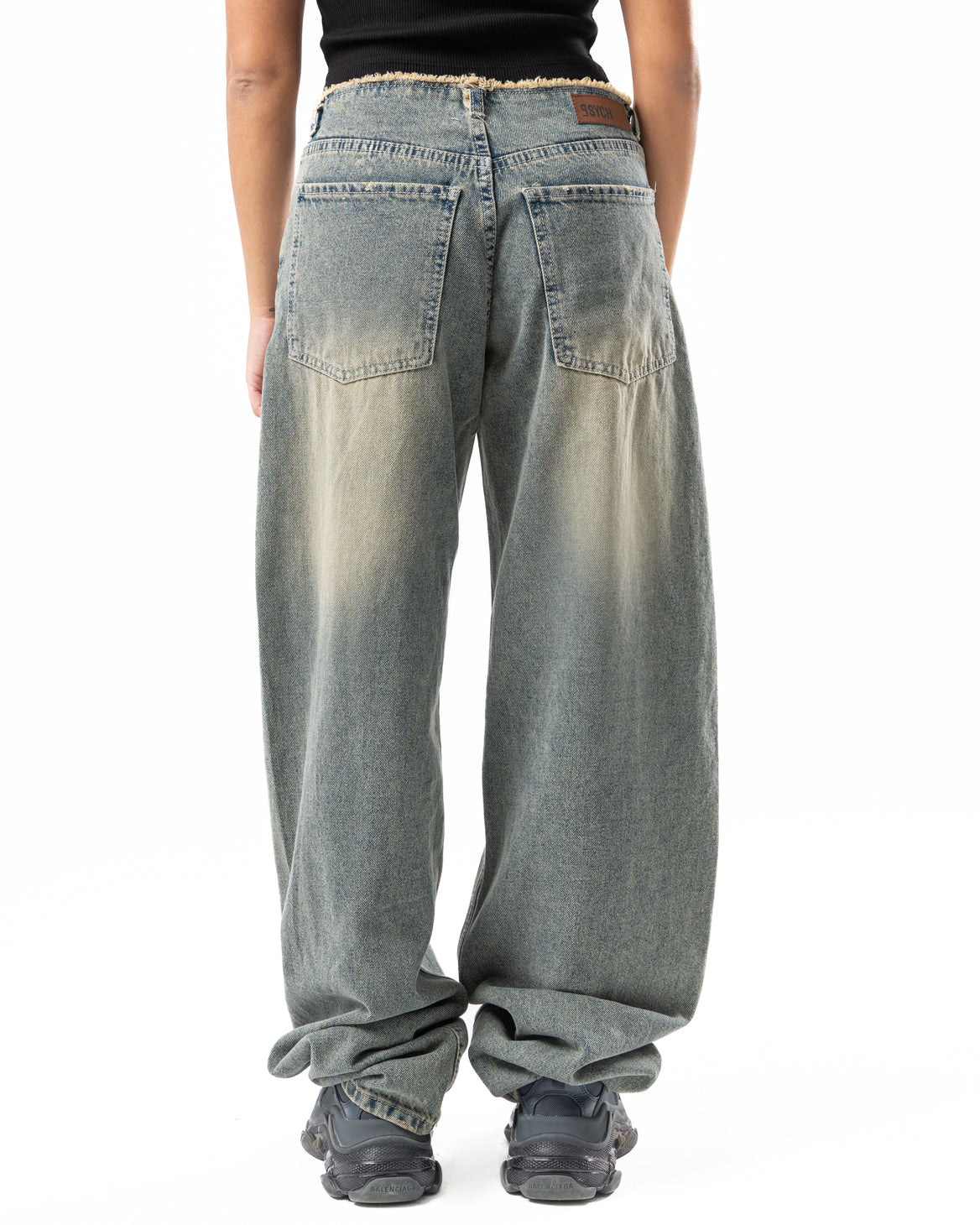 No Waist Jeans in Dirty Wash