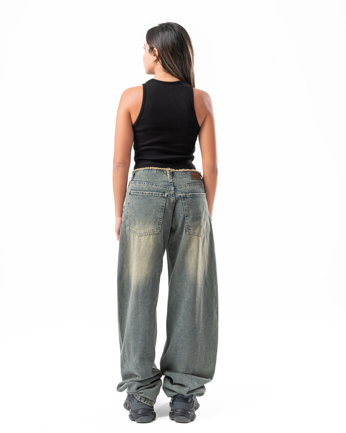 No Waist Jeans in Dirty Wash