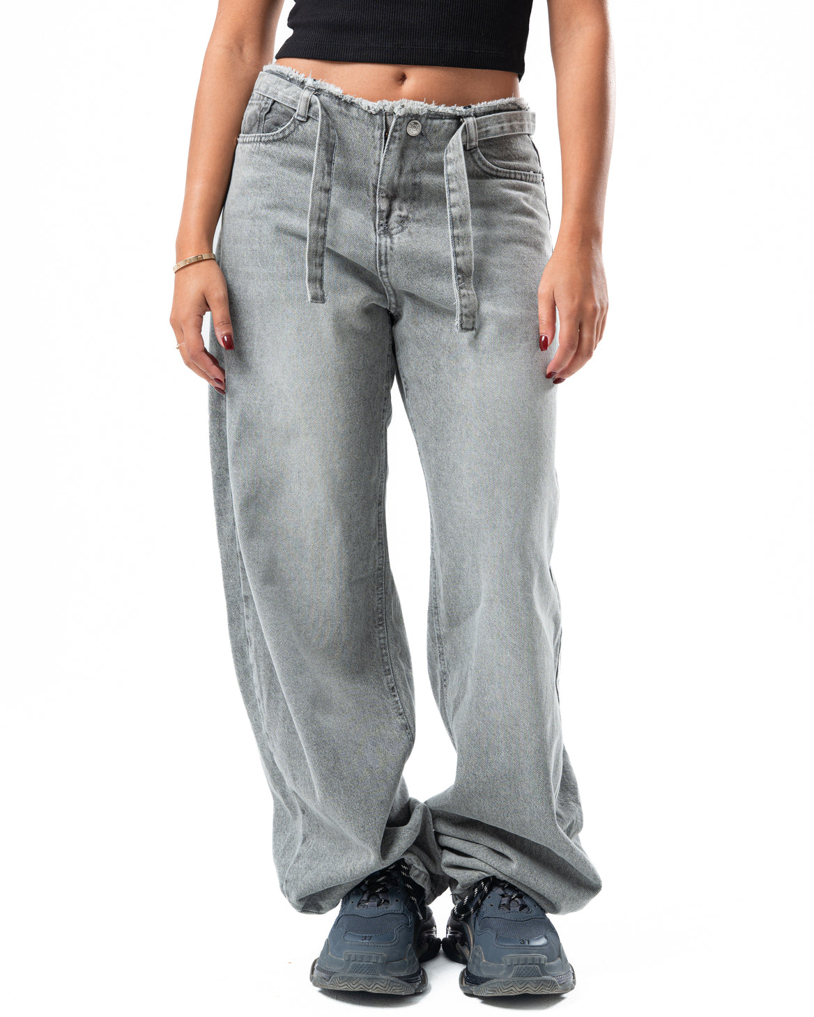No Waist Jeans in Grey Wash
