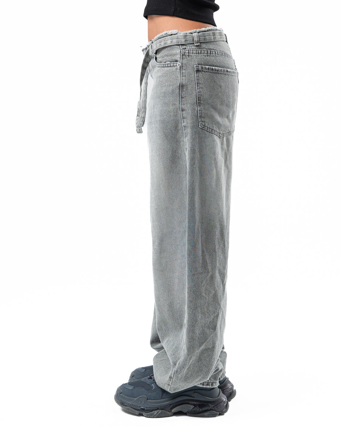 No Waist Jeans in Grey Wash