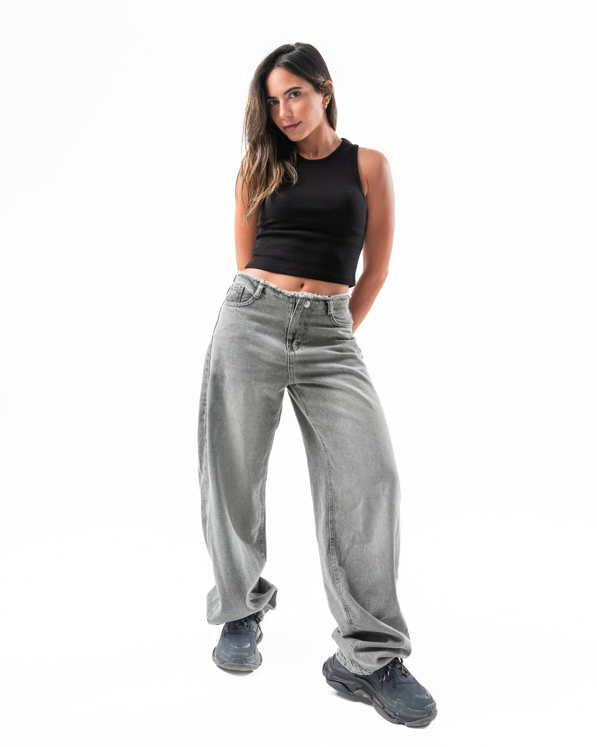 No Waist Jeans in Grey Wash