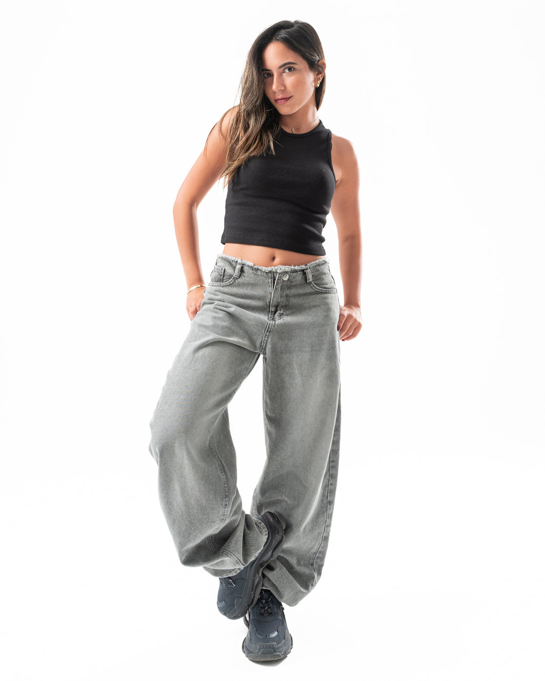 No Waist Jeans in Grey Wash