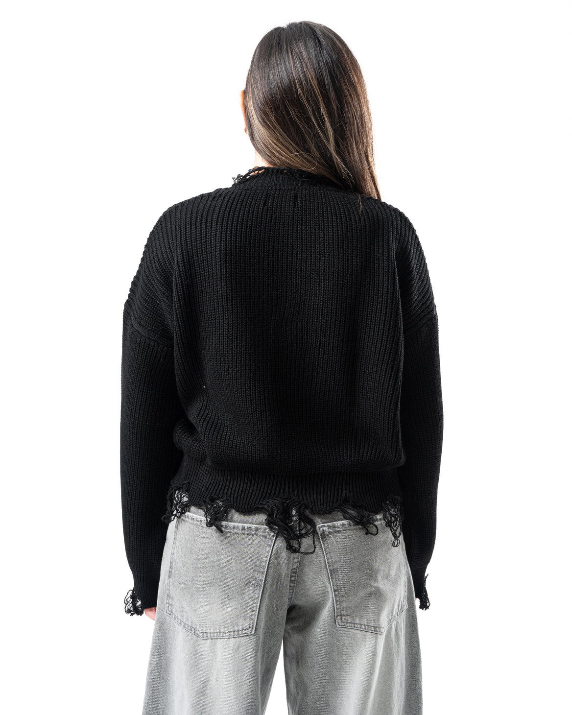 Ripped Pullover in Black