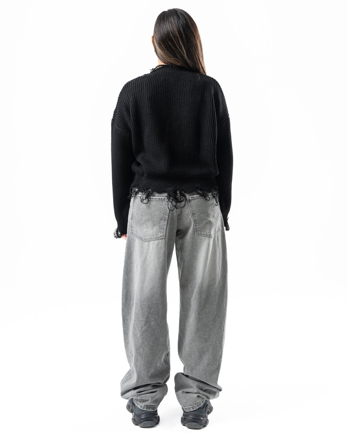 Ripped Pullover in Black