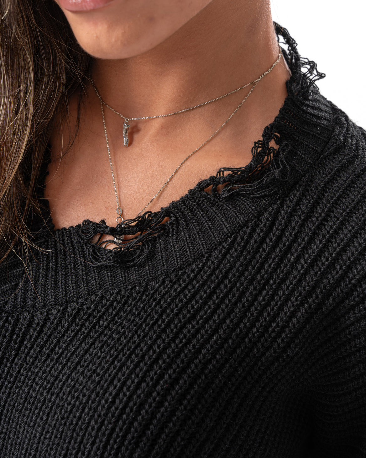 Ripped Pullover in Black