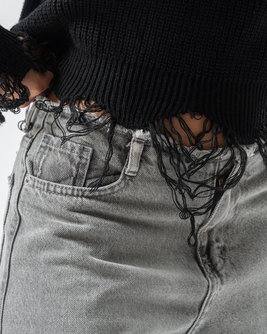 Ripped Pullover in Black