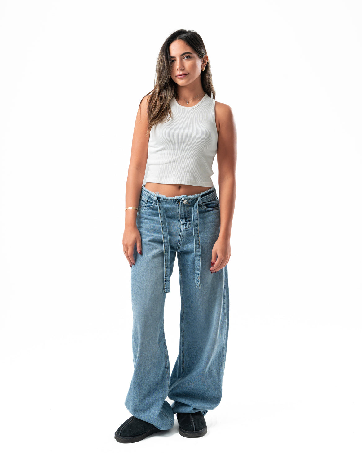 No Waist Jeans in Light Blue Wash