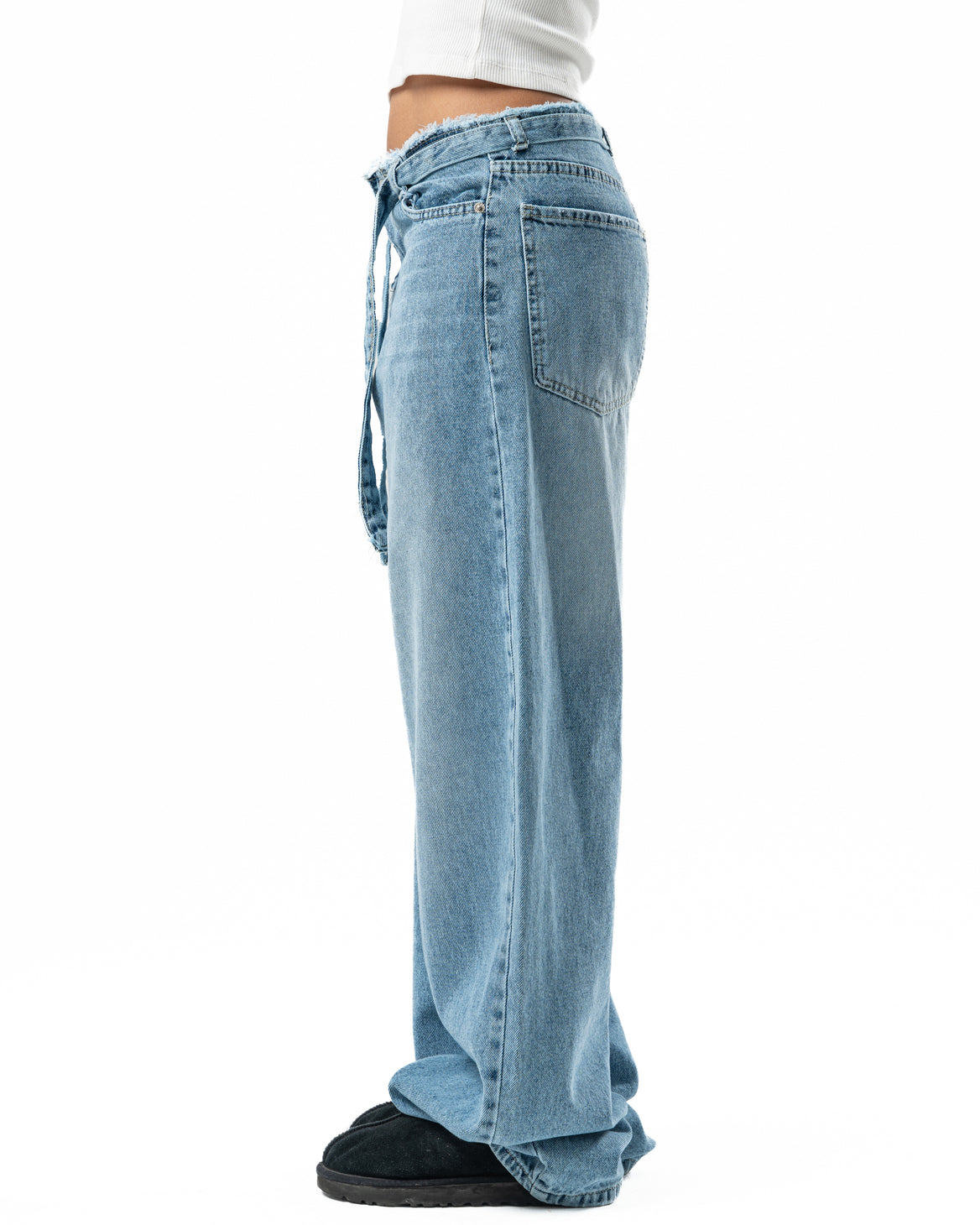 No Waist Jeans in Light Blue Wash