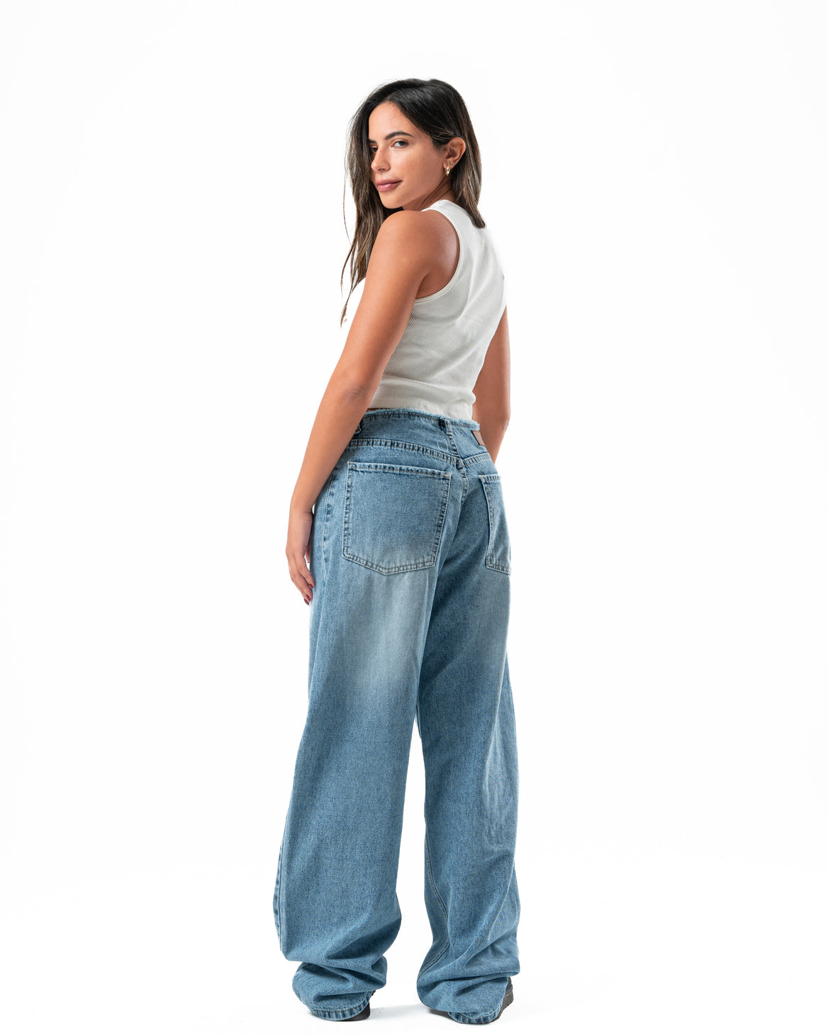 No Waist Jeans in Light Blue Wash