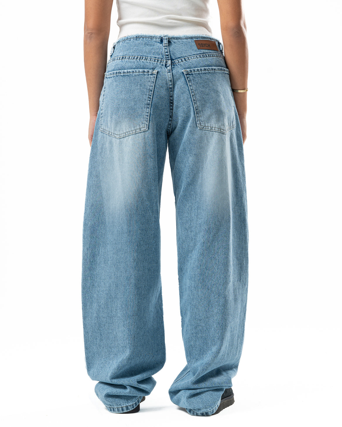 No Waist Jeans in Light Blue Wash