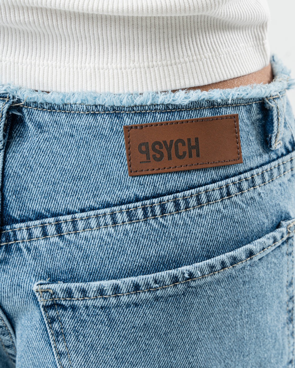 No Waist Jeans in Light Blue Wash