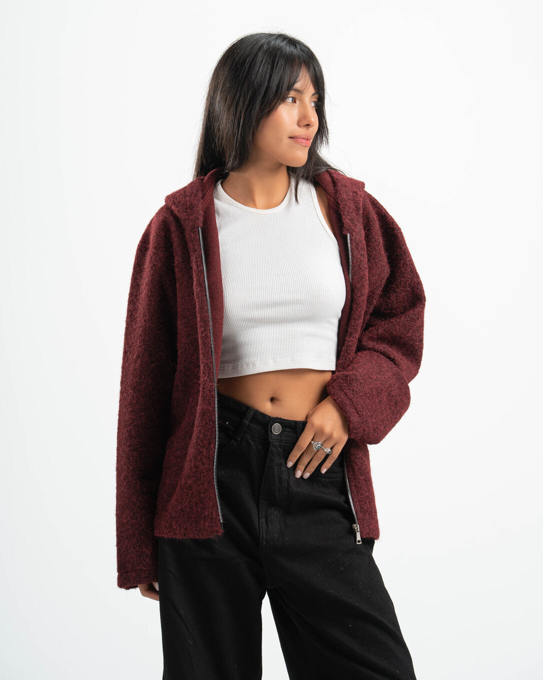 BURGUNDY MOHAIR JACKET
