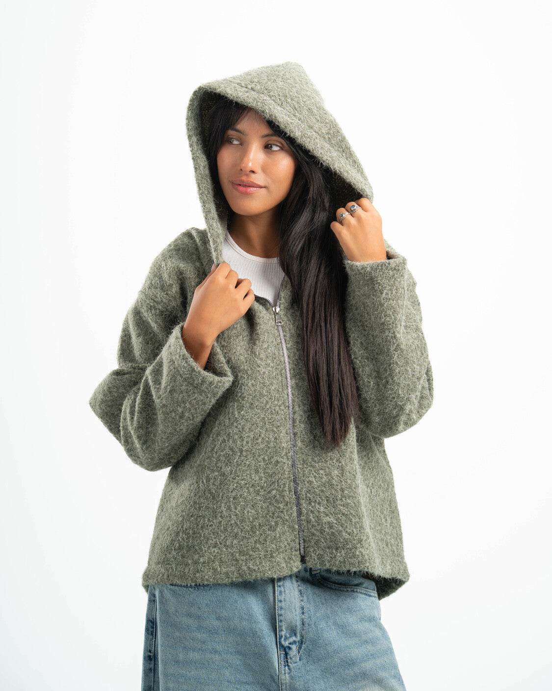 OLIVE MOHAIR JACKET