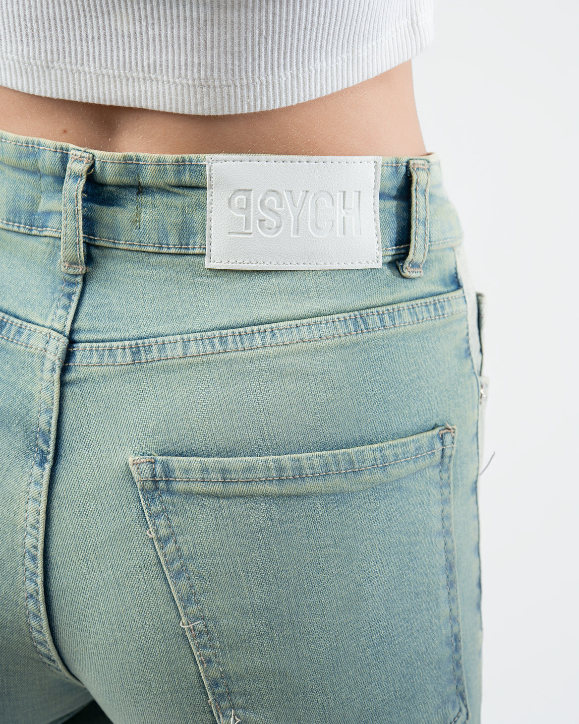 Flared Jeans in Washed Green