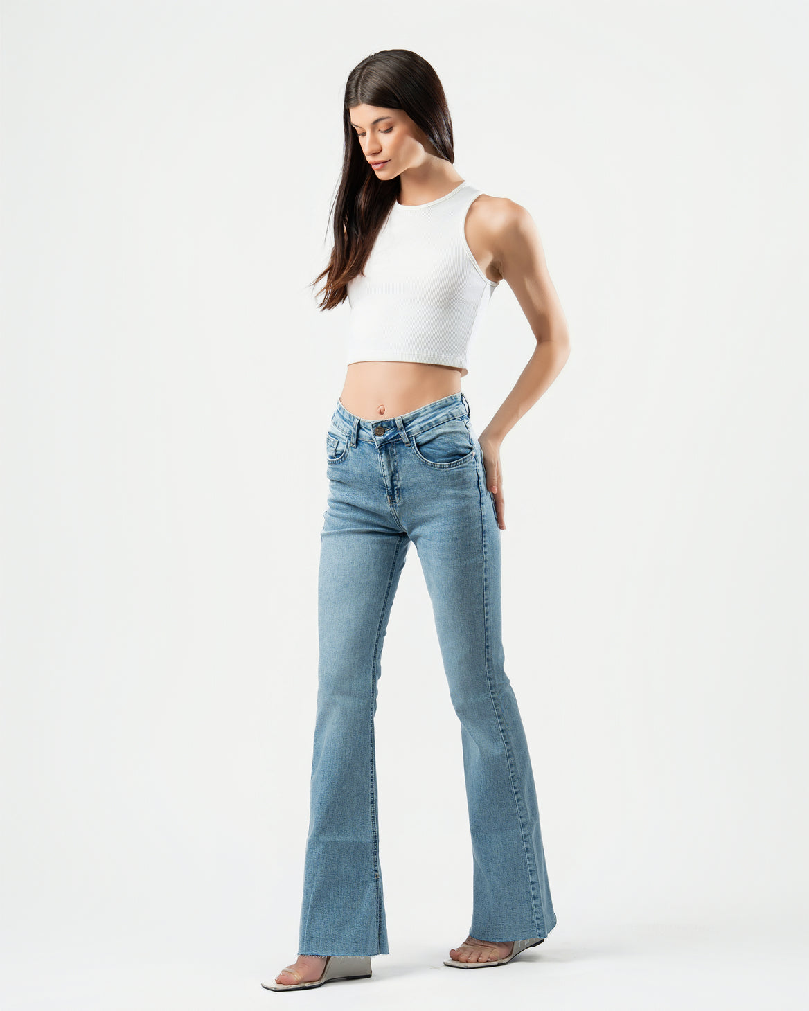 Flared Jeans in Light Blue