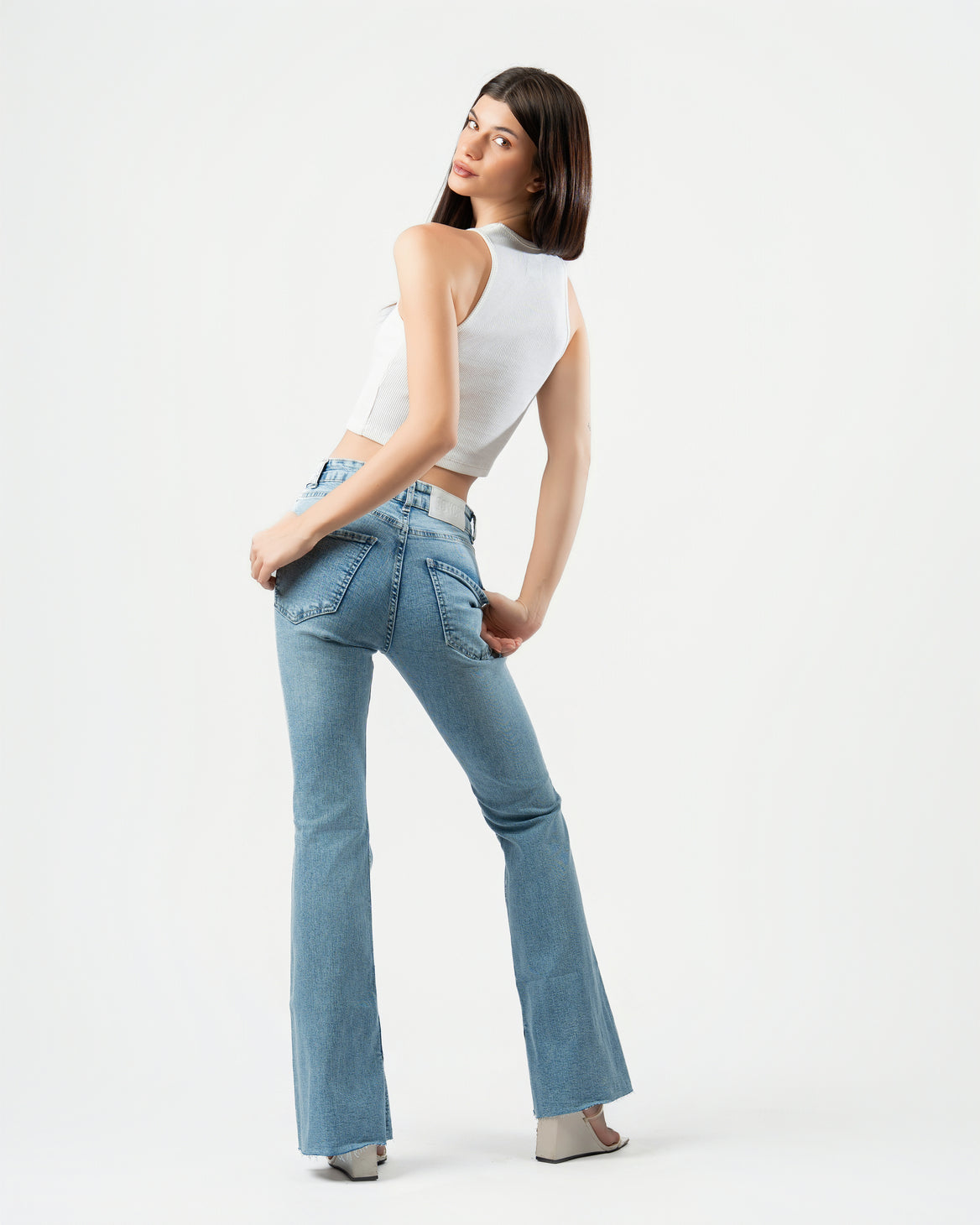 Flared Jeans in Light Blue