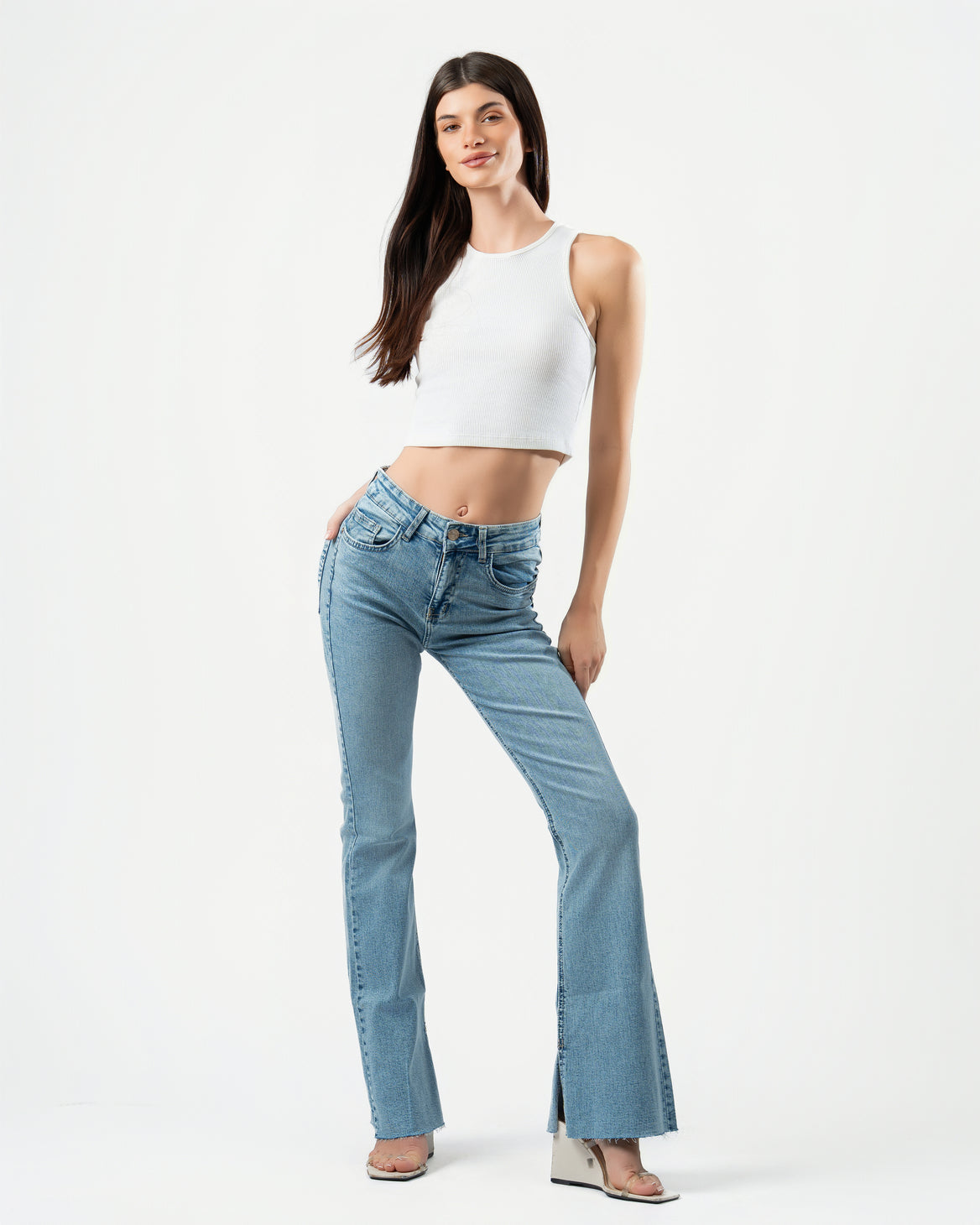 Flared Jeans in Light Blue