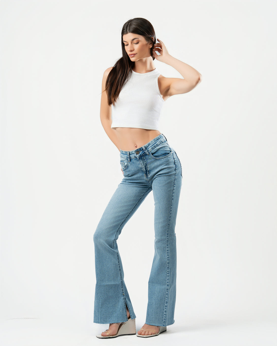 Flared Jeans in Light Blue