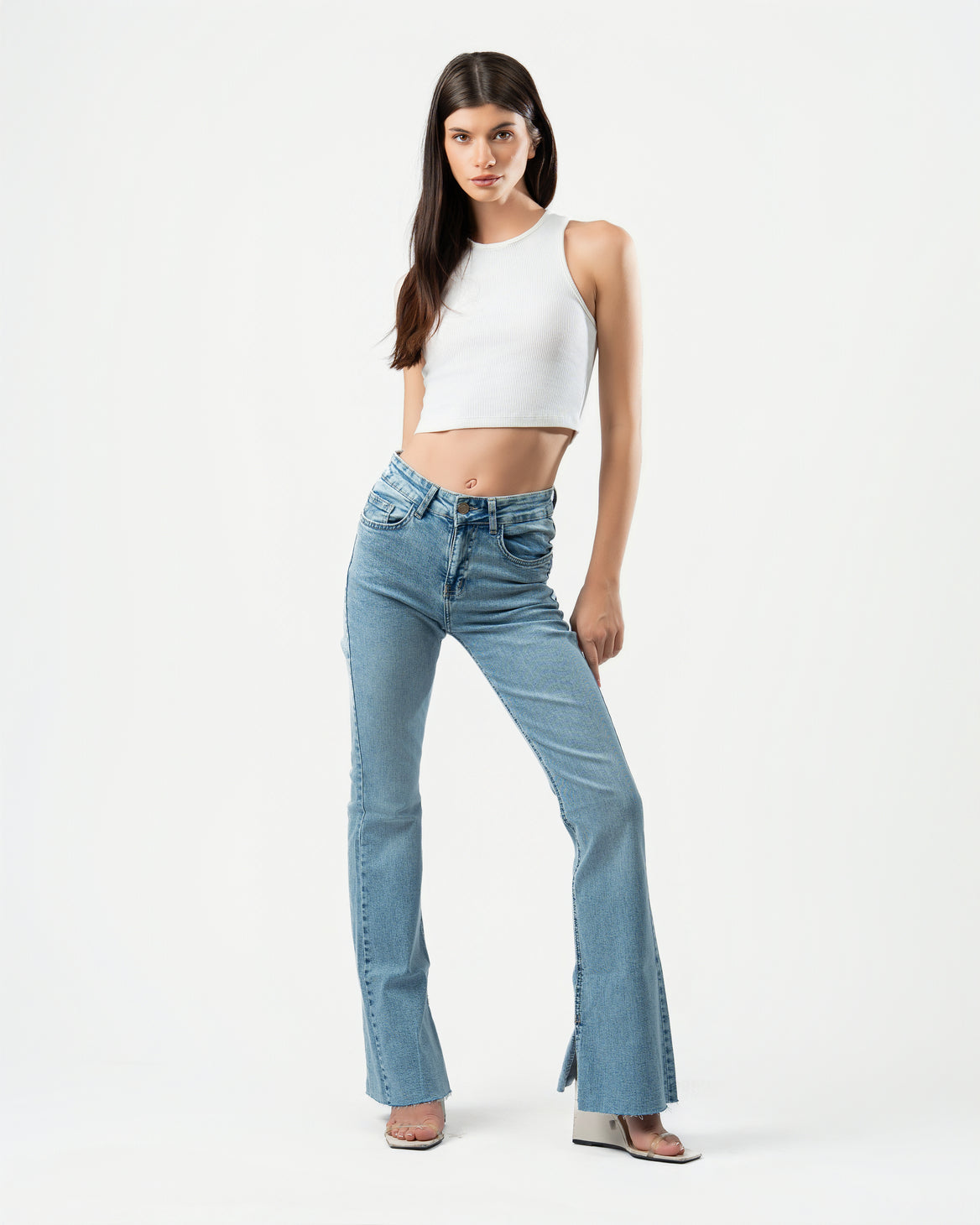 Flared Jeans in Light Blue