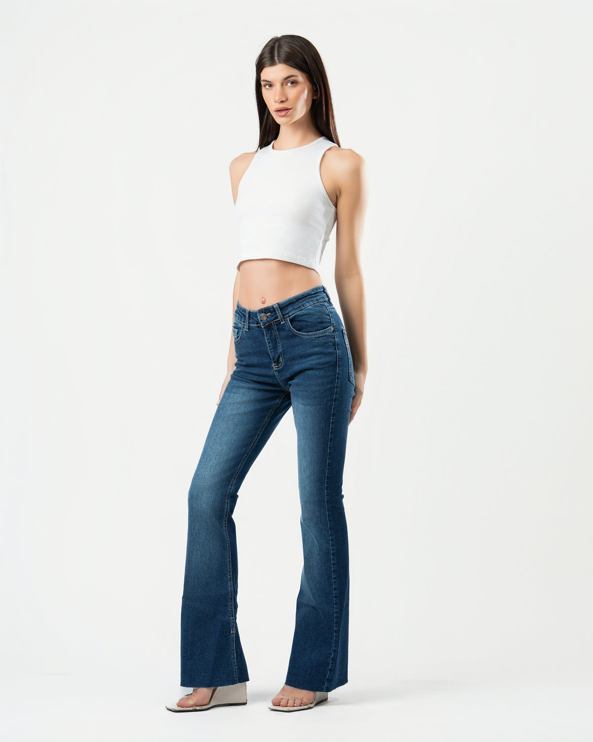 Flared Jeans in Dark Blue