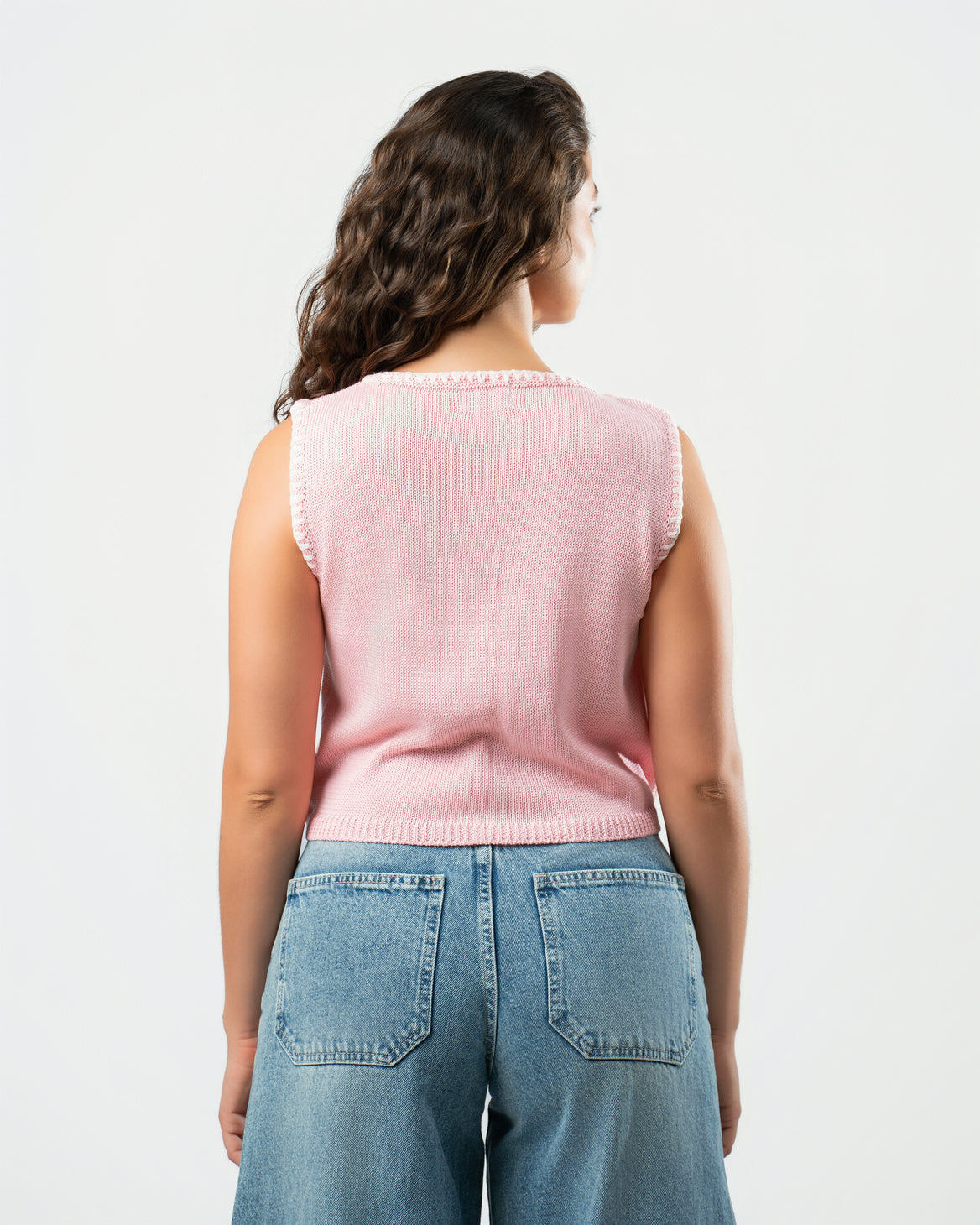 Stitched Knit Top in Pink