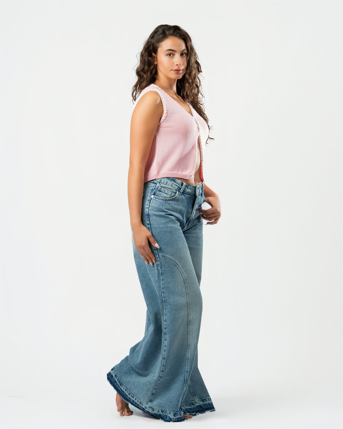 Stitched Knit Top in Pink