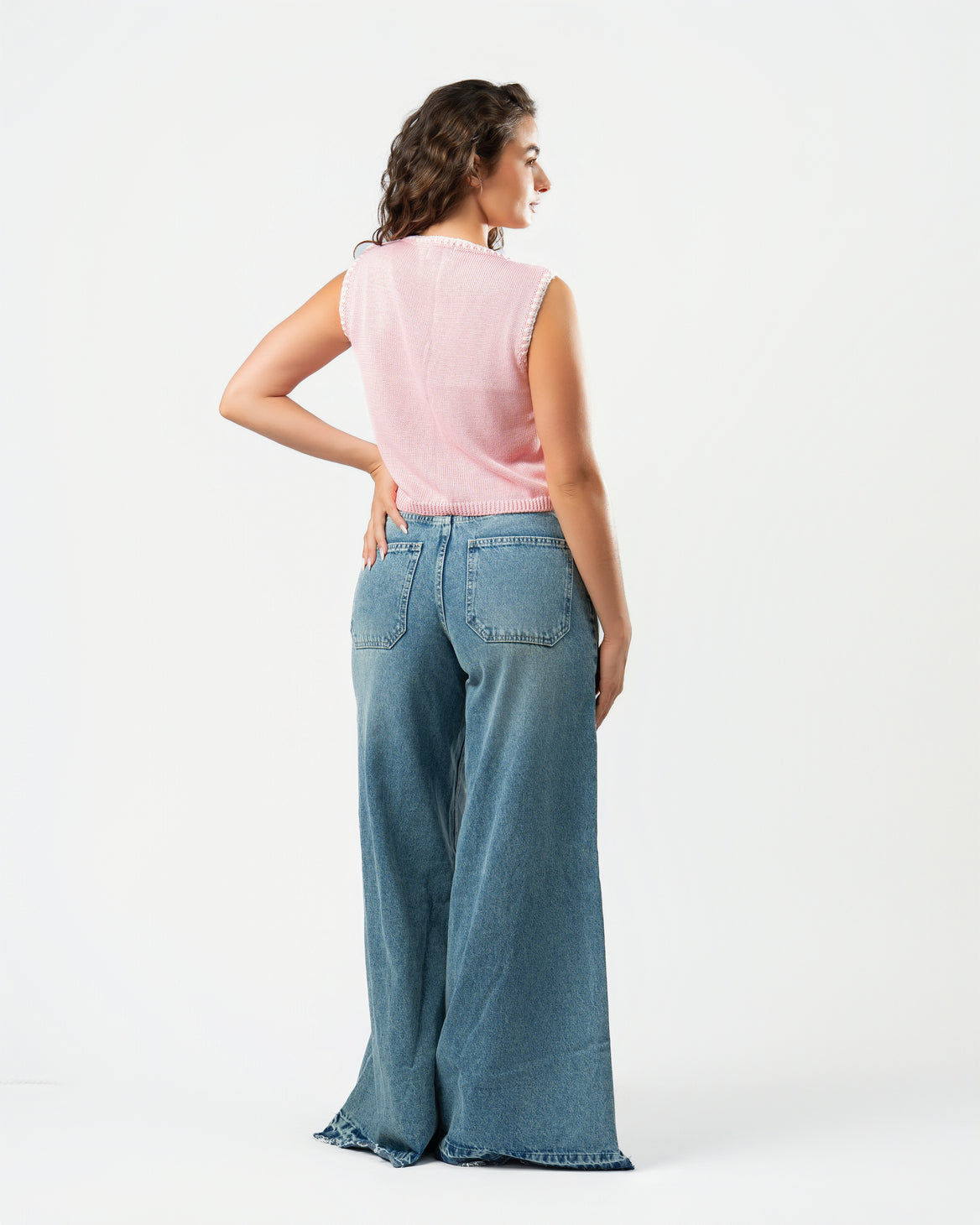 Stitched Knit Top in Pink
