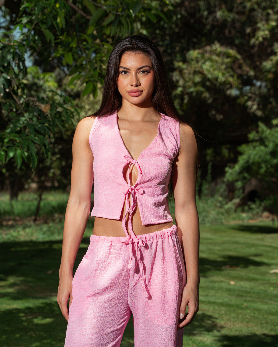 Pink Crinkle Top