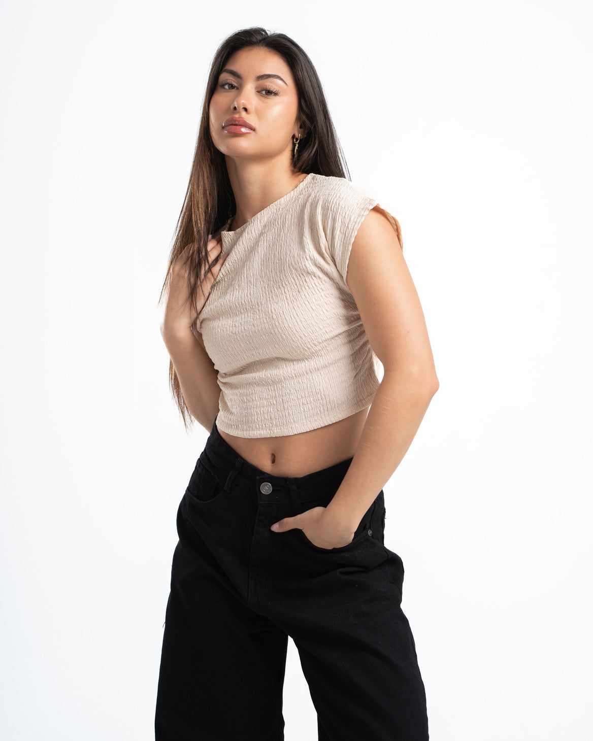 Beige Textured Top