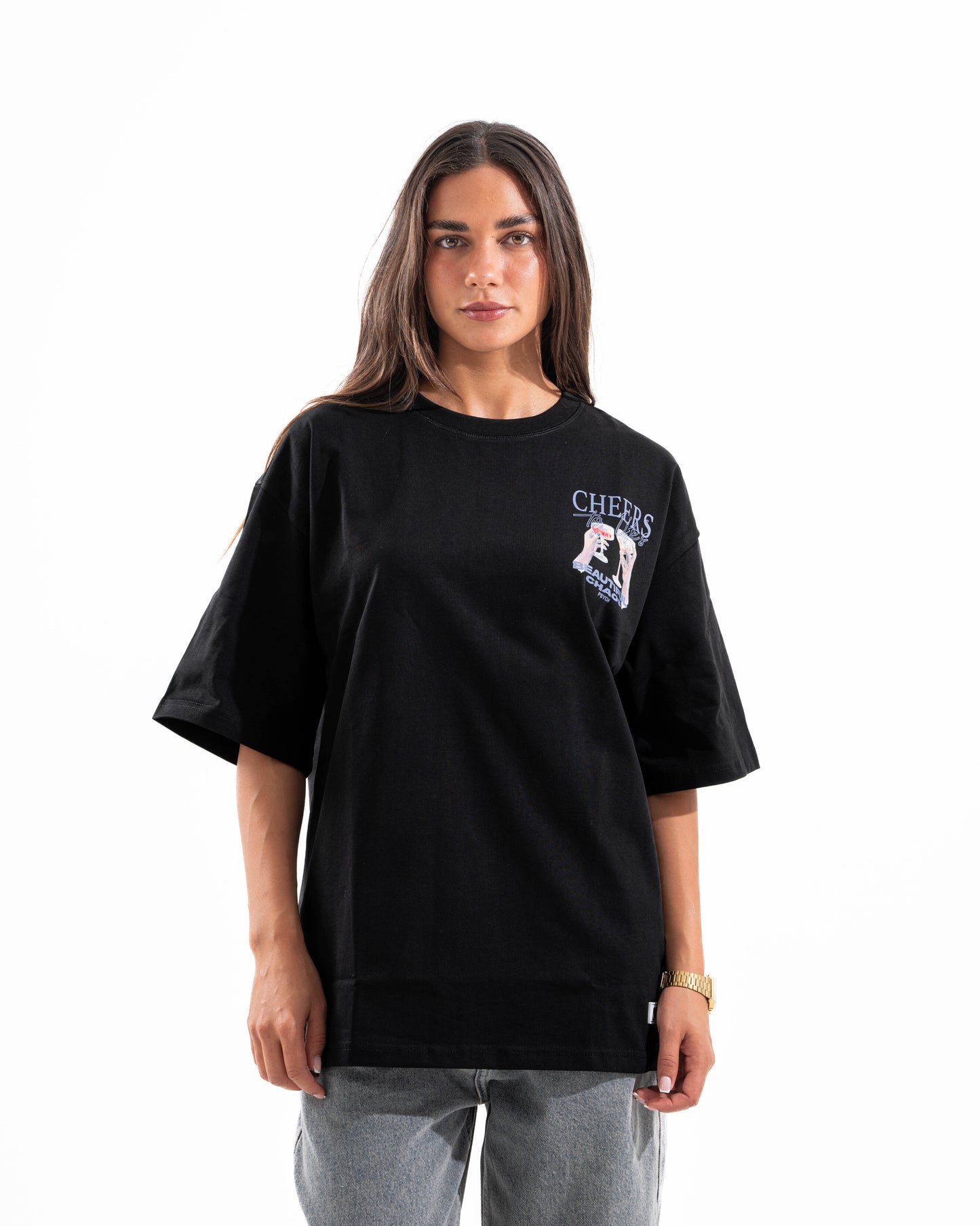 BLACK CHEERS TEE