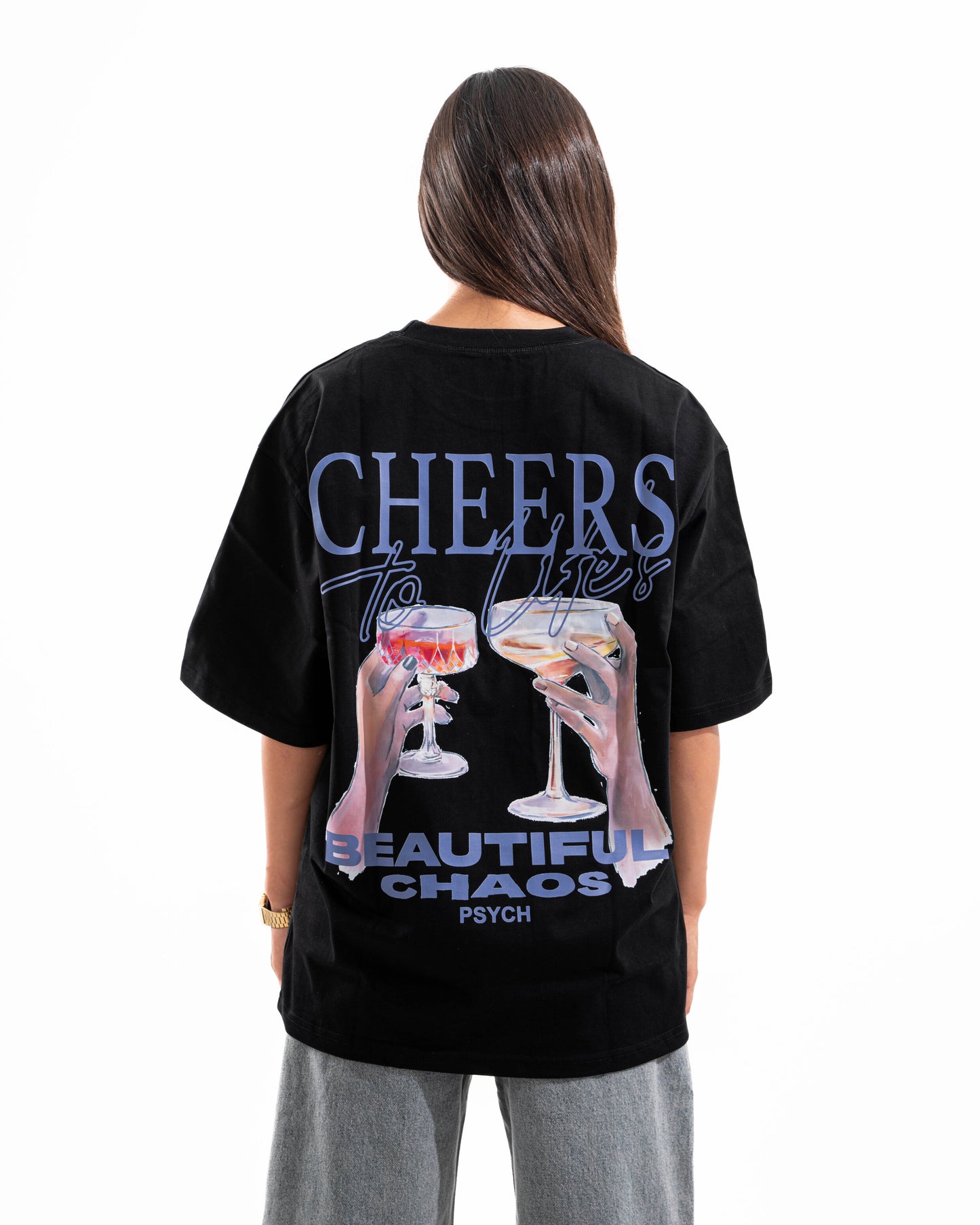 BLACK CHEERS TEE