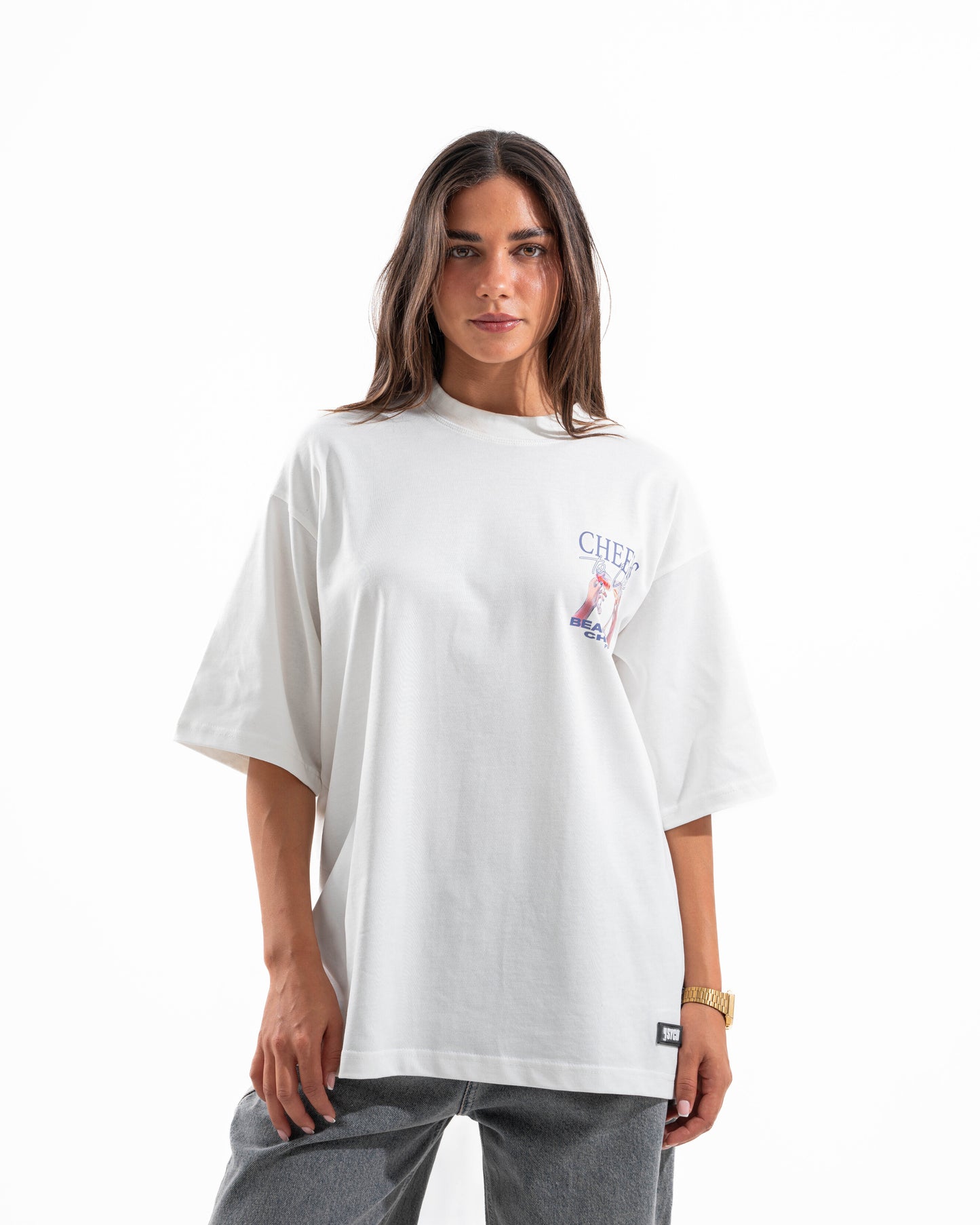 WHITE CHEERS TEE