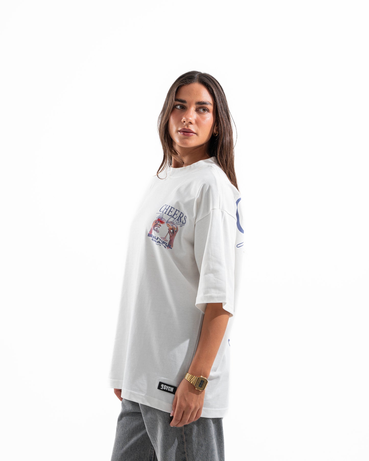 WHITE CHEERS TEE