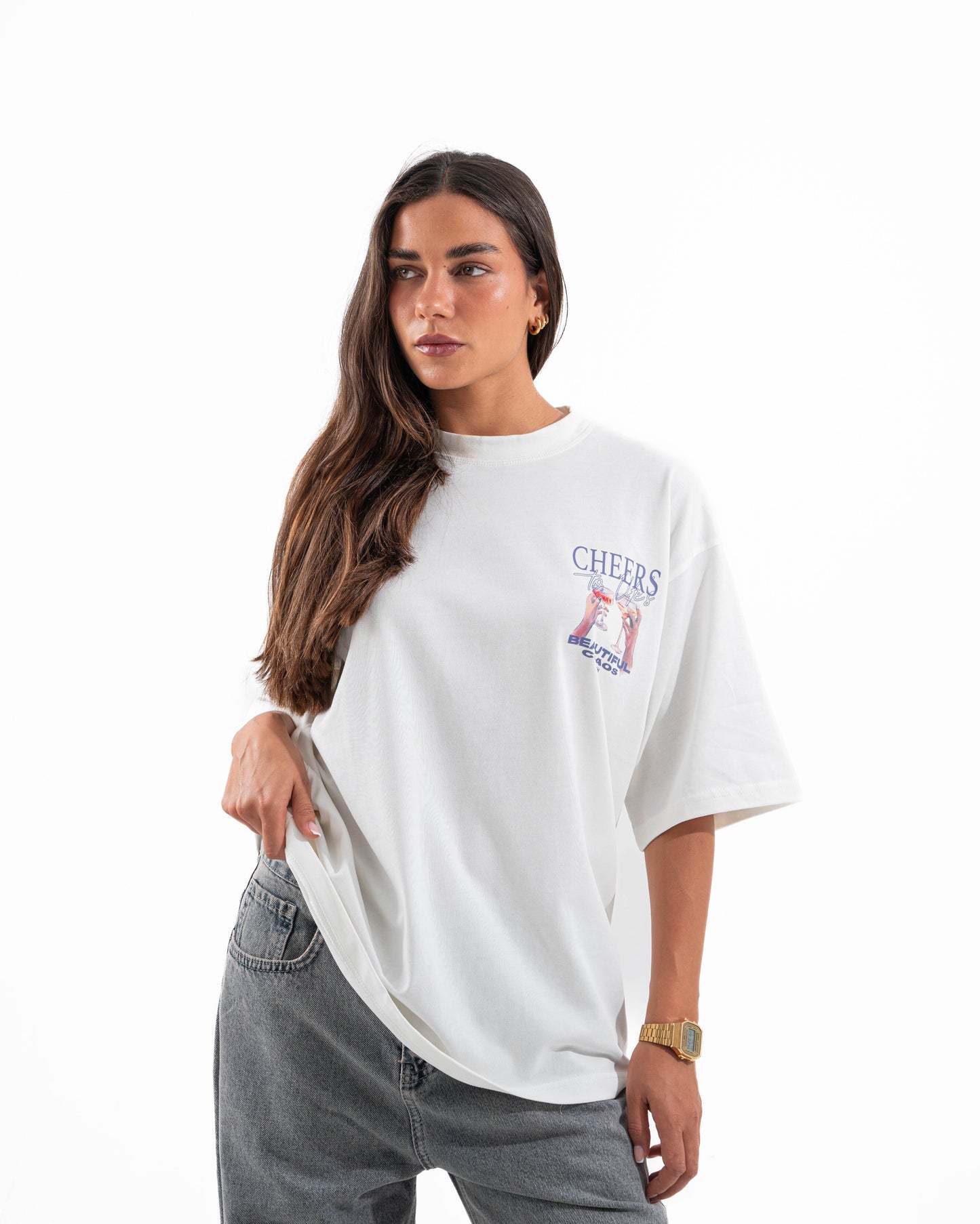 WHITE CHEERS TEE