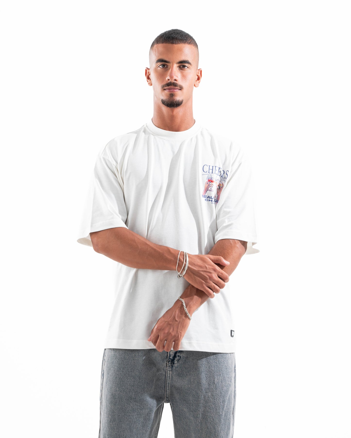 WHITE CHEERS TEE
