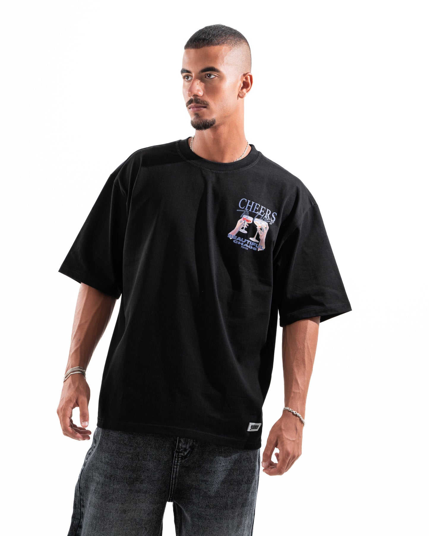 BLACK CHEERS TEE