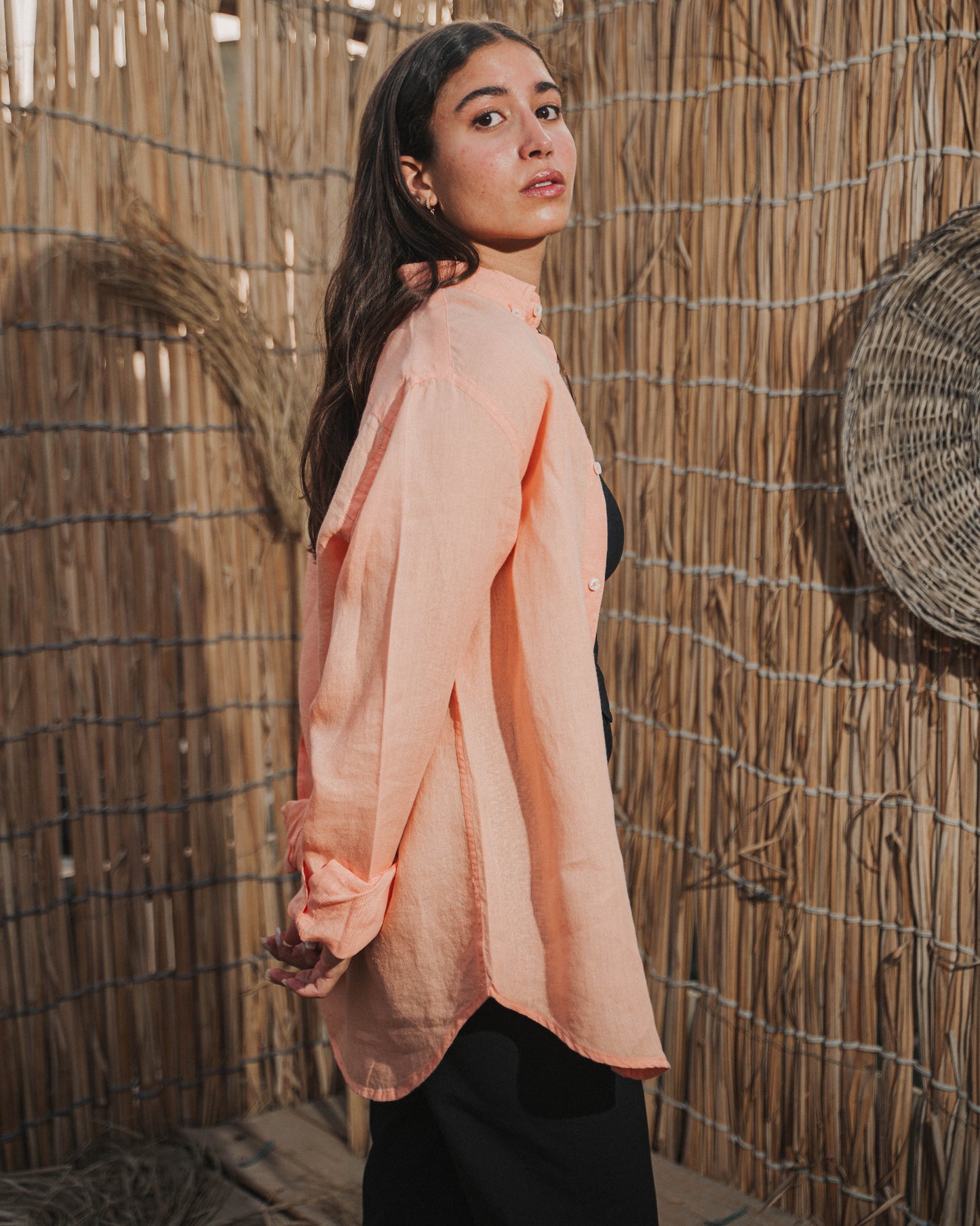 Peach Linen Shirt