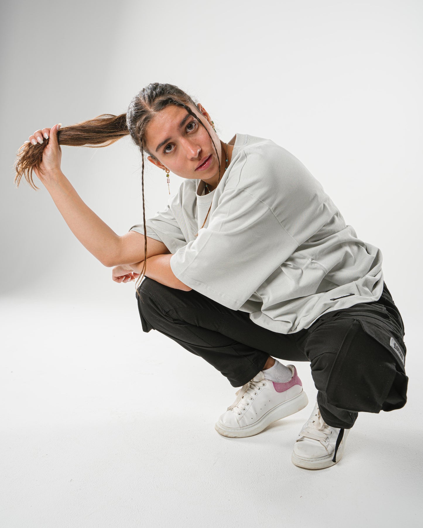 Silver Grey Oversized Tee