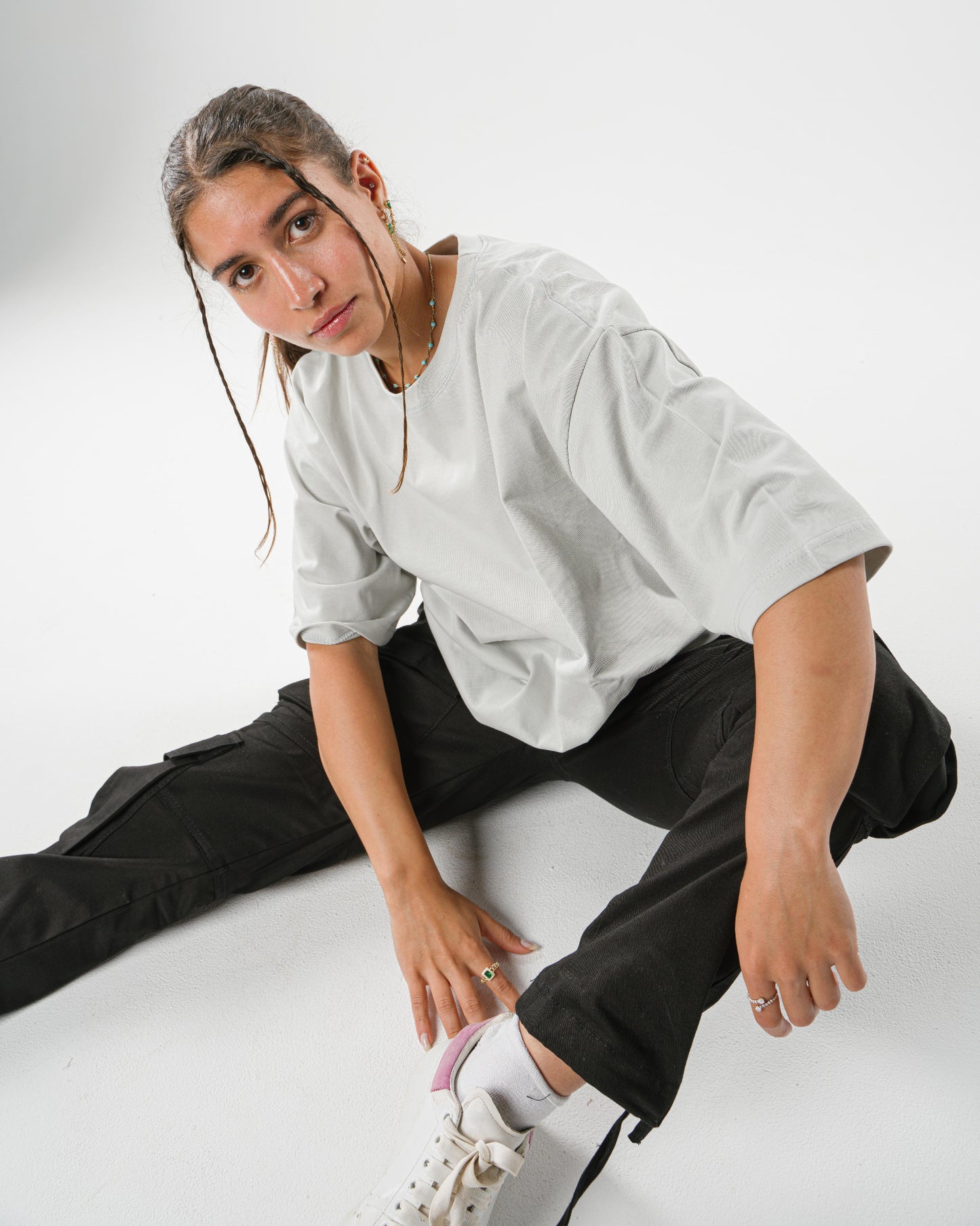 Silver Grey Oversized Tee