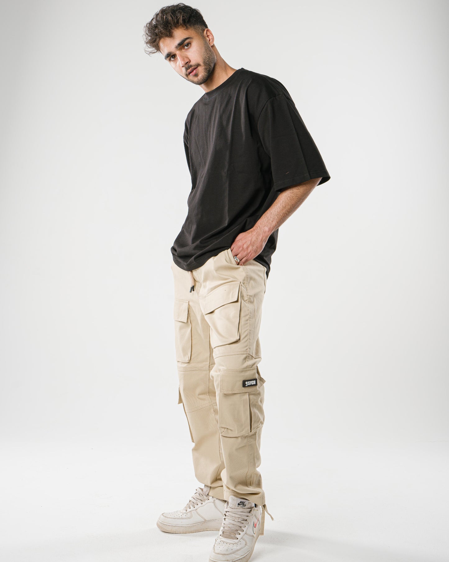 Multi-Pockets Beige Cargo Pants