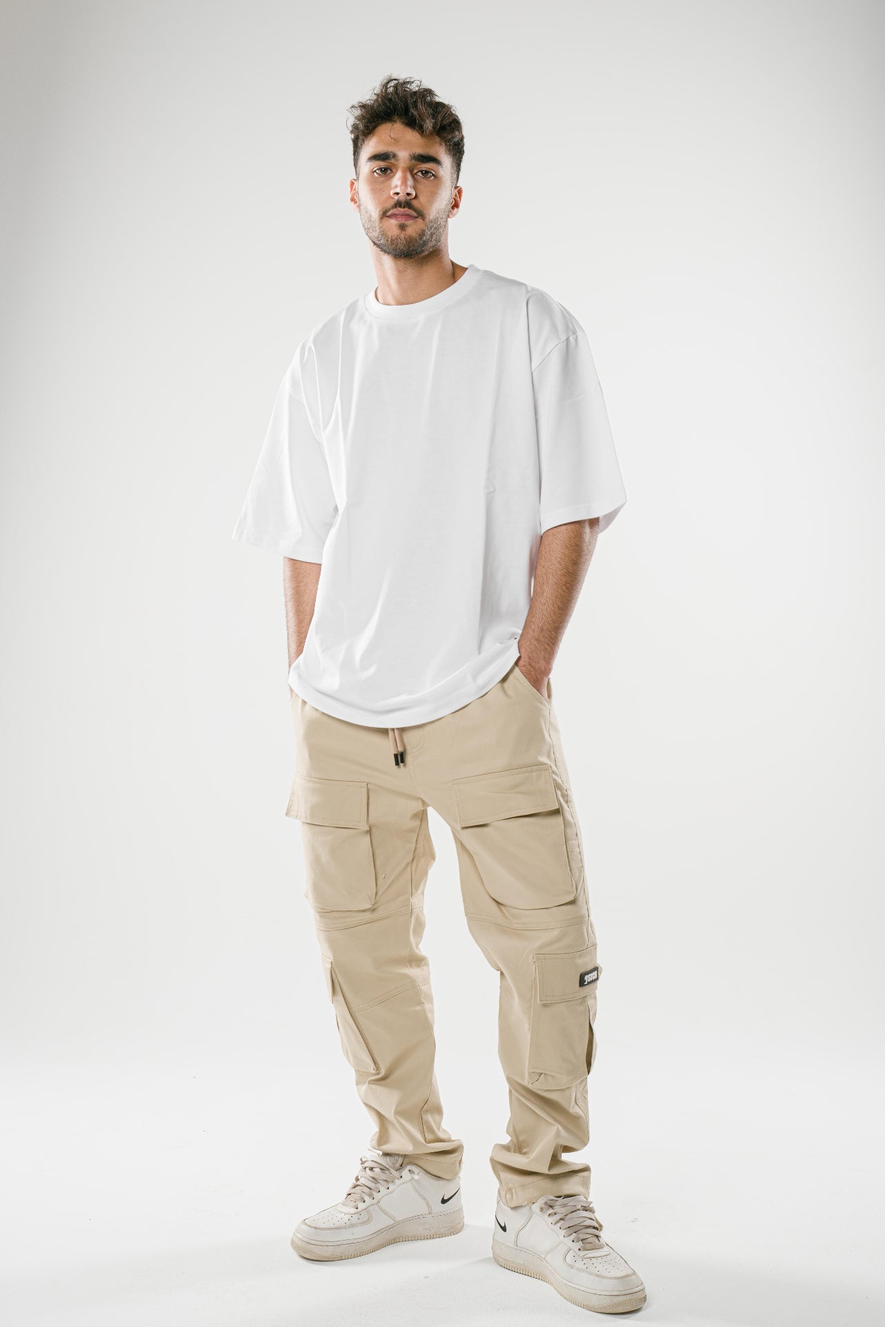 Multi-Pockets Beige Cargo Pants