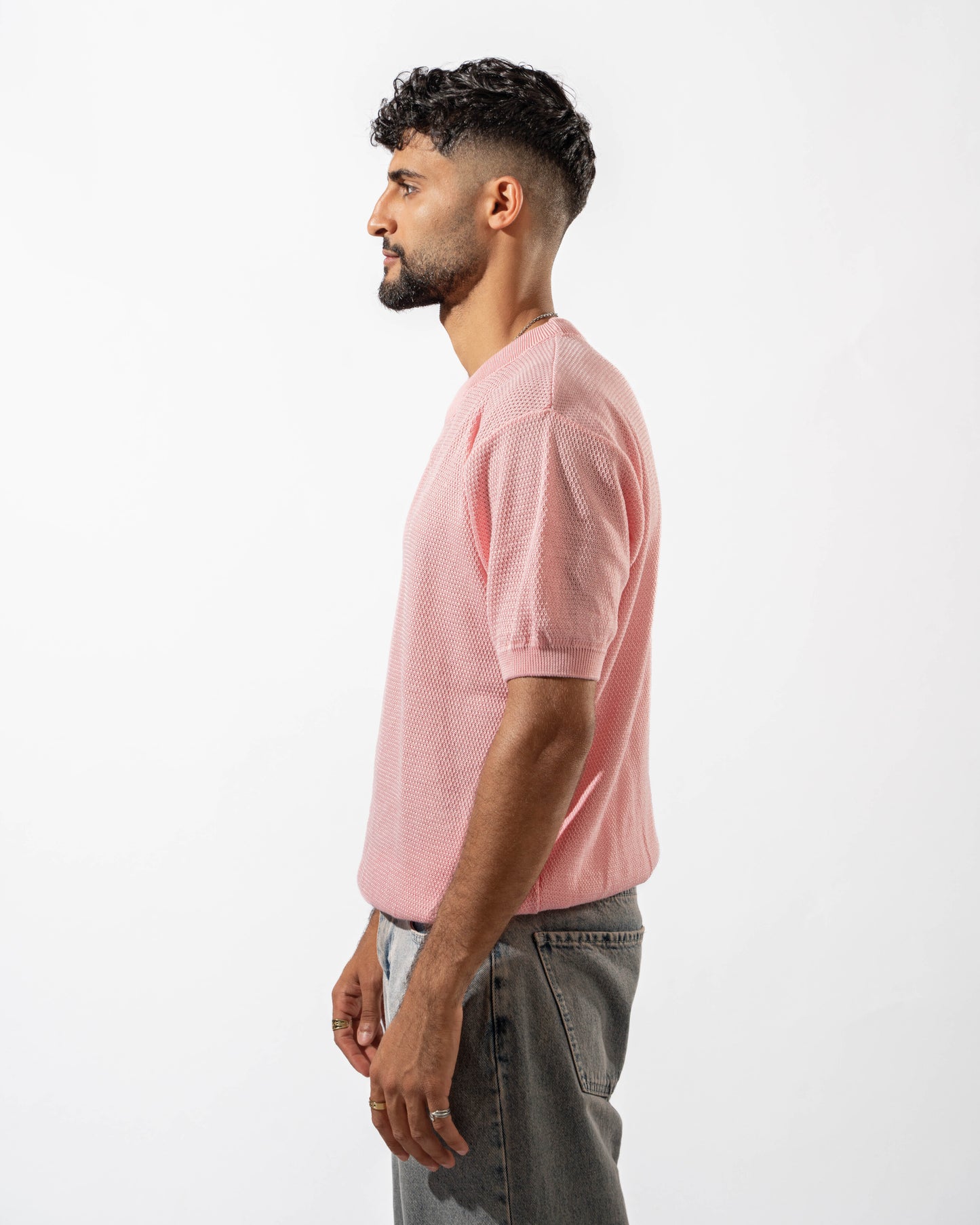 Dotted Knit Tee in Pink