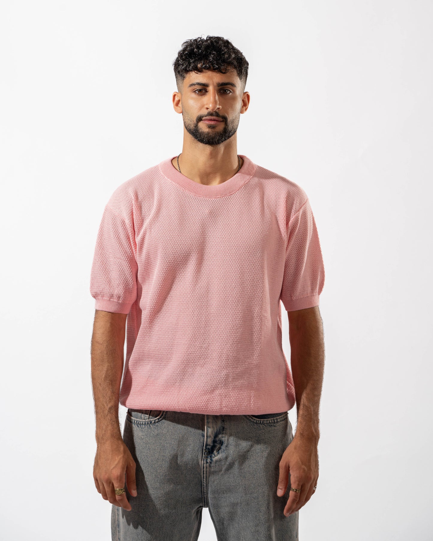 Dotted Knit Tee in Pink