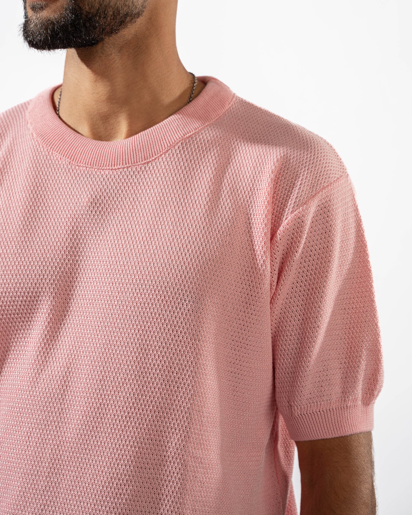 Dotted Knit Tee in Pink