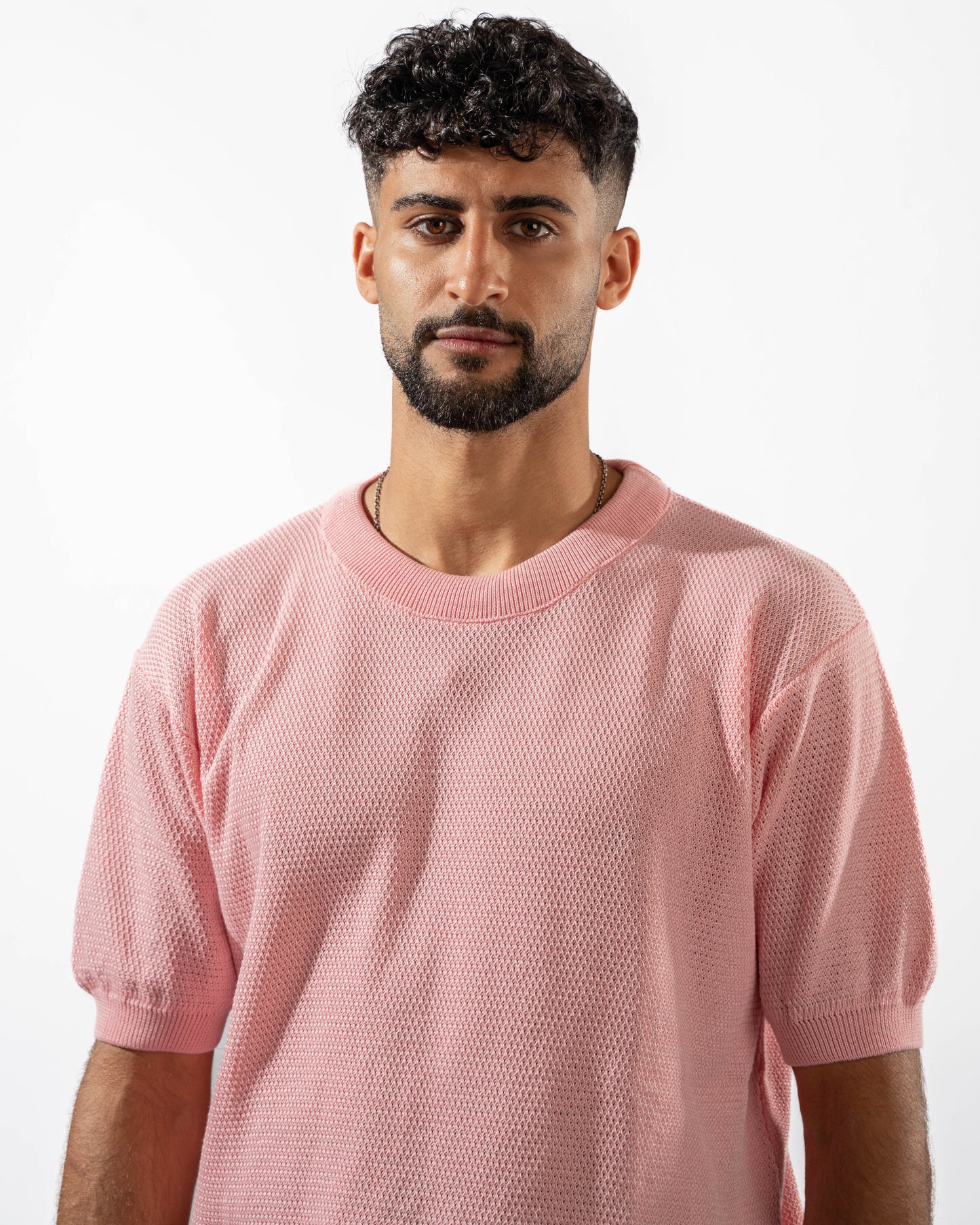 Dotted Knit Tee in Pink
