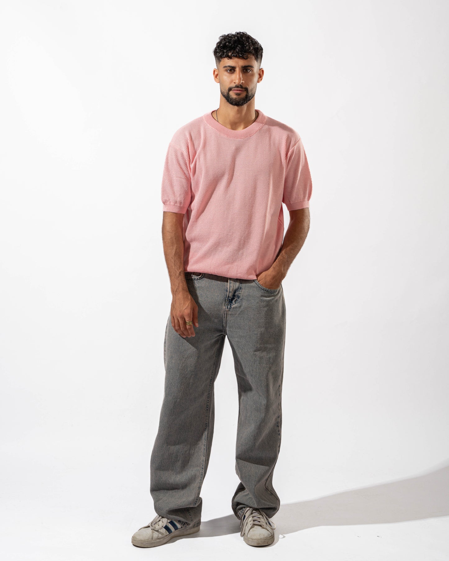 Dotted Knit Tee in Pink
