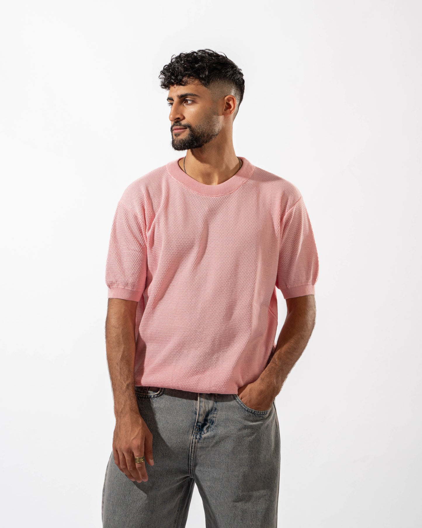 Dotted Knit Tee in Pink