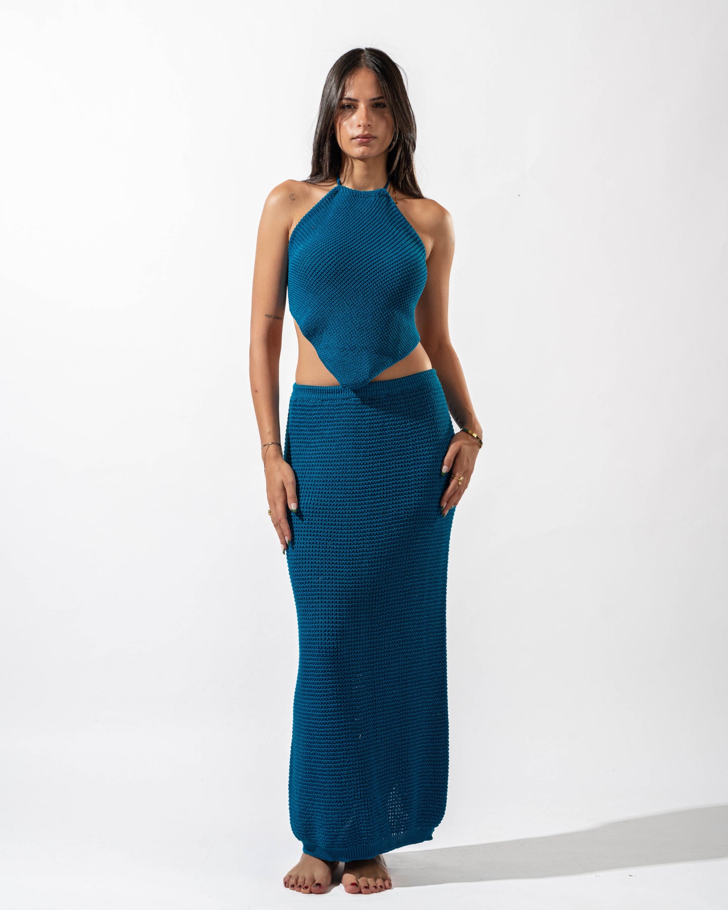Knitted Skirt in Blue